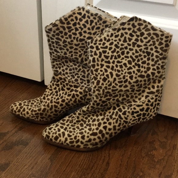 Shoes - Real Calfskin Cheetah Print Boots